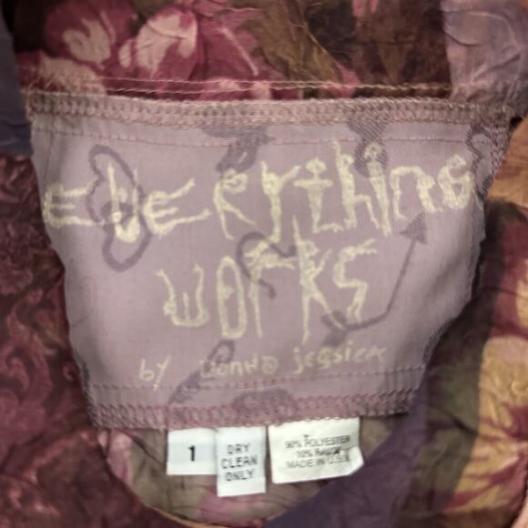 Everything Works Donna Jessica Blouse Top Size 1 S Purple Mixed Floral Patchwork - Picture 6 of 11